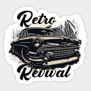 Vintage retro car. Sticker